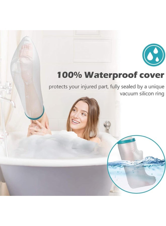 غطاء الساق الصب للبالغين ، واقي الجرح الصب للماء لحمام الاستحمام ، كيس الأكمام الواقي القابل لإعادة الاستخدام للرباط لحماية الساق الجراحية المكسورة ، القدم ، جرح الكاحل والحروق - Image 2